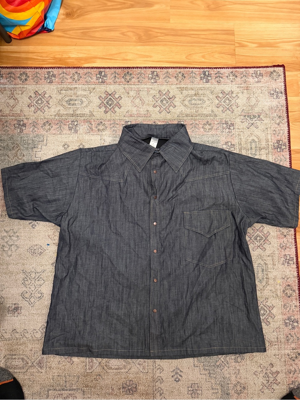 HEMET USA Denim Pearl Snap Short Sleeve Western Shirt 2X Rockabilly Retro